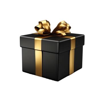 Realistic D Black Gift Box With Black Ribbon Gift Box Present Png