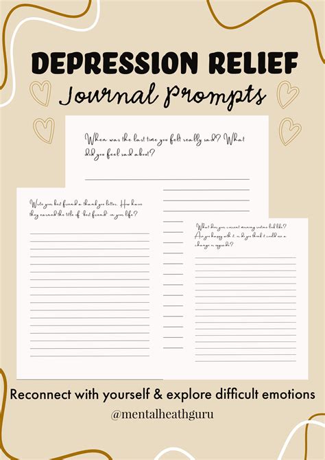 20 Depression Relief Journal Writing Prompts Therapy Downloadable Journal Pages Deep Thought