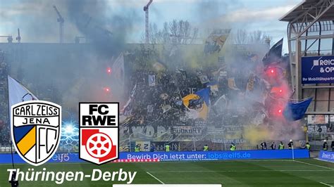 FC Carl Zeiss Jena vs Rot Weiß Erfurt Choreo Pyro heftige