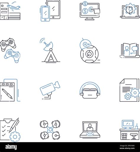 Robotic Development Line Icons Collection Automation Robotics