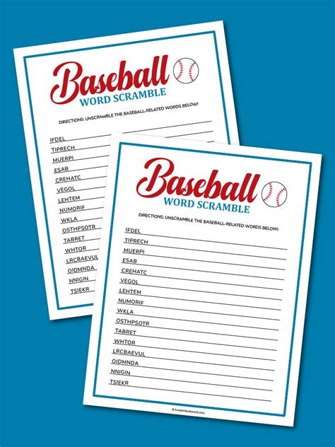 Baseball Word Scramble Fun All Year Round