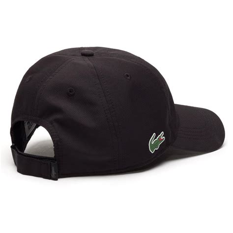 Lacoste Sport Cap In Solid Diamond Weave Taffeta Black