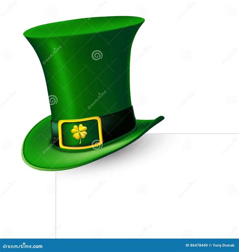 St Patrick`s Day Green Leprechaun Hat With Clover Stock Vector Illustration Of Design