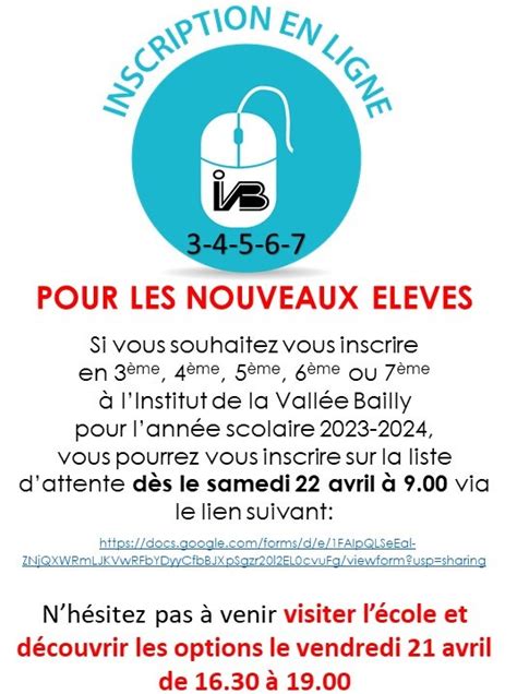 Institut Vallée Bailly Info de dernière minute