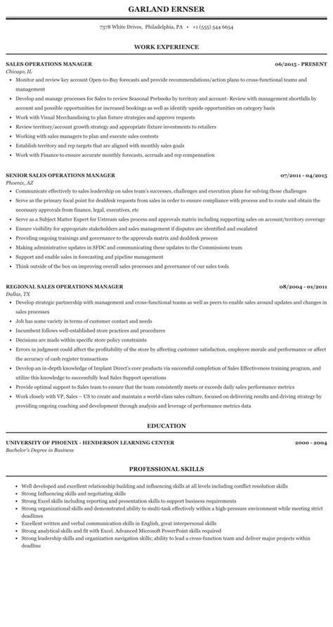 Sales Operations Manager Resume Sample 2023