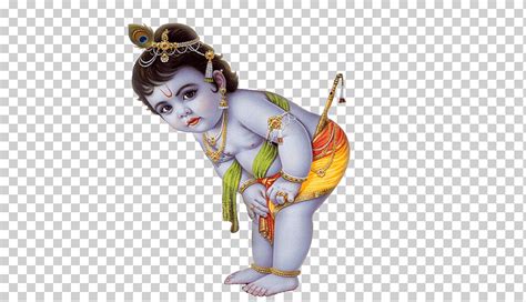 Niño vestido con una falda naranja ilustración krishna janmashtami