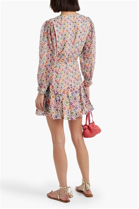 Saloni Franca Belted Floral Print Silk Chiffon Mini Dress The Outnet