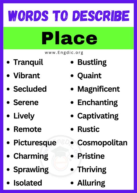 20 Best Words To Describe Place Adjectives For Place EngDic