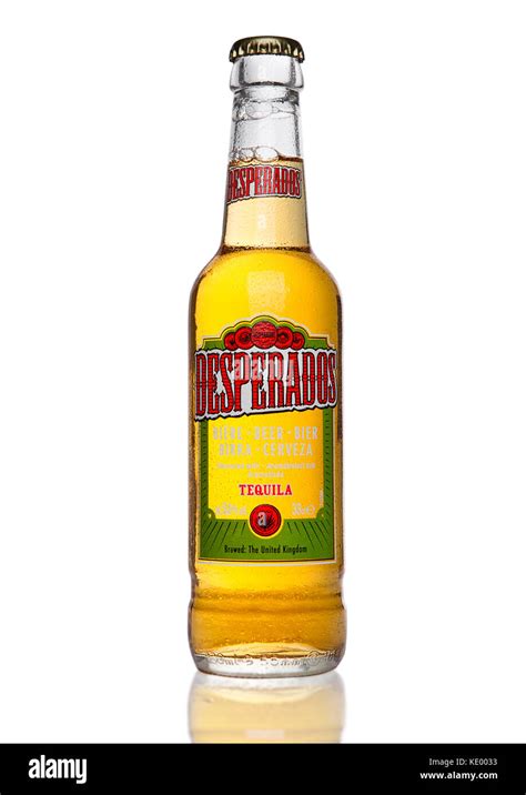 London Uk January Bottle Of Desperados Beer On Black