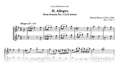 Allegro From Sonata For Two Flutes No 1 In E Minor M Blavet Free