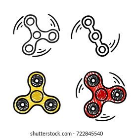 Doodle Hand Drawn Fidget Spinner Isolated Stock Vector (Royalty Free ...