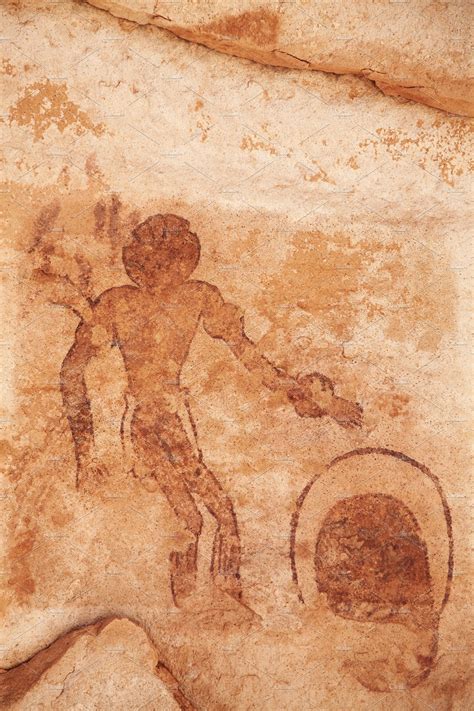 Rock Paintings Of Tassili N Ajjer Featuring Old Art And Man Arts And Entertainment Stock