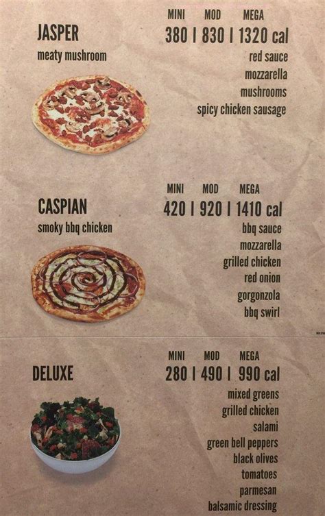 Menu At Mod Pizza Pizzeria Pembroke Pines