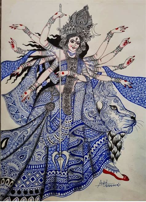 Pin By OM On THE ALMIGHTY Boho Art Drawings Durga Painting Art