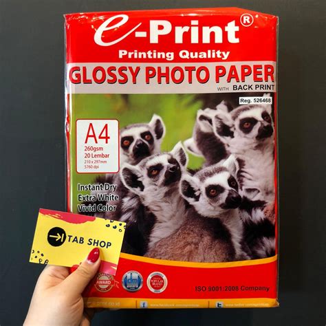 Jual Tab Shop Eprint Glossy Photo Paper With Back Print Gsm