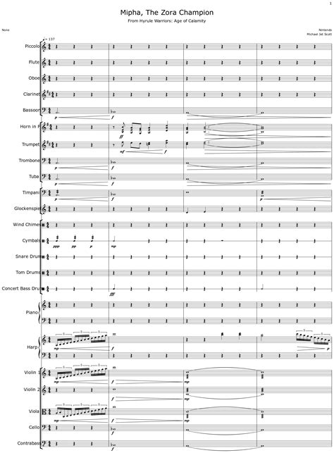 Mipha The Zora Champion Sheet Music For Piccolo Flute Oboe