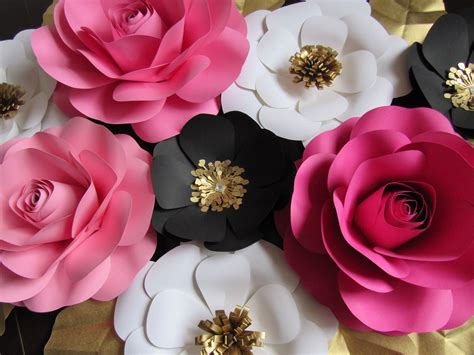 7 Piece Paper Flower Set Nursey Decor Color Etsy