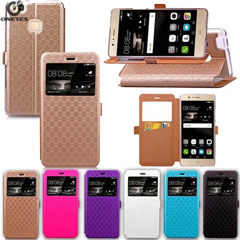 Luxury Leather PU TPU Smart View Window Flip Phone Case Cover For