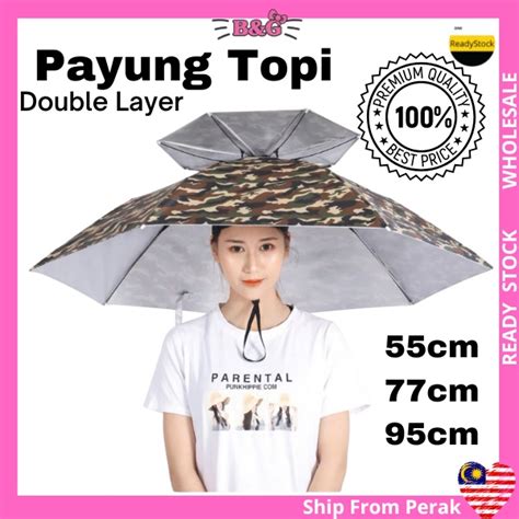 Payung Topi Kepala Memancing Anti Uv Protect Windproof Holdless