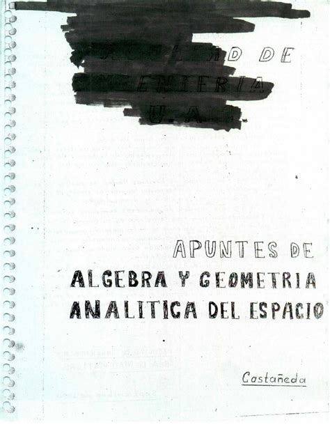 Apuntes E Apuntes De Algebra Y Geometria Analitica Del Espacio