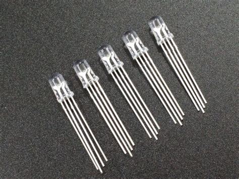 Led Rgb 5mm Clear Ca 5 Pack Protosupplies