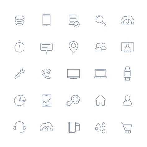 25 Business Commerce Finance Line Icons Isolated On White Vector