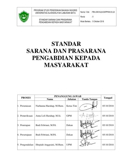 Standar Sarana Dan Prasarana Pengabdian Kepada Masyarakat