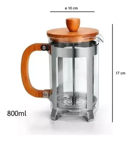 Cafetera Prensa Francesa A Embolo Vidrio Bamboo Grande 800ml MercadoLibre