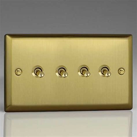 Varilight Urban Brushed Brass 4 Gang 10a 2 Way Toggle Switch Ukes