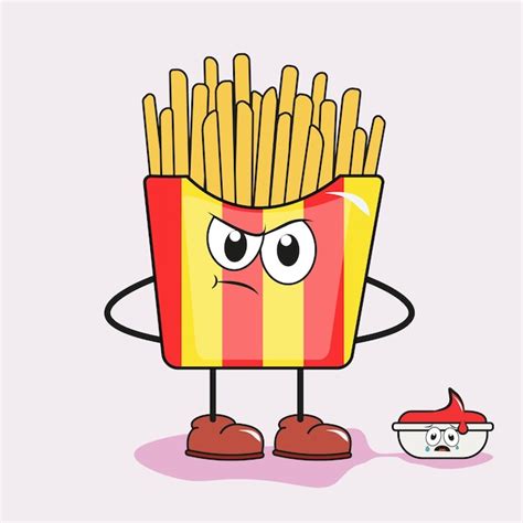 Vector animado de comida rápida papas fritas Vetor Premium