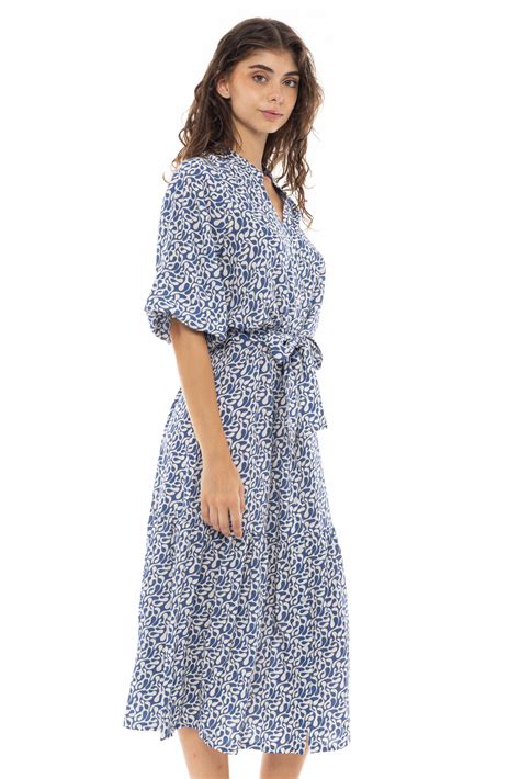 Γυναικείο Beachdress Pink Label Maxi Φόρεμα Μπλε Εμπριμέ Viscose lingerie shop gr