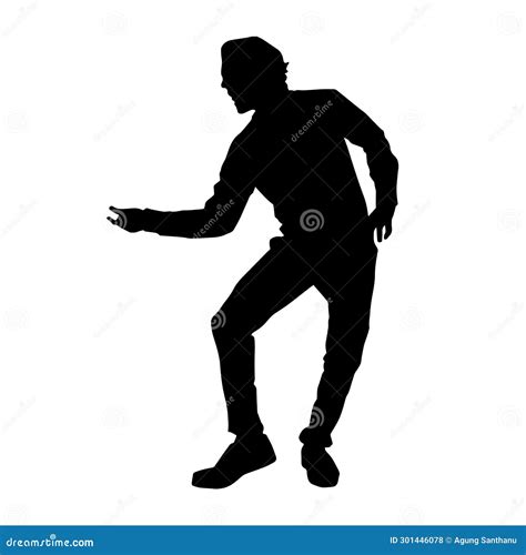 Silhouette Of A Male Dancer In Action Pose Stock Vector Illustration