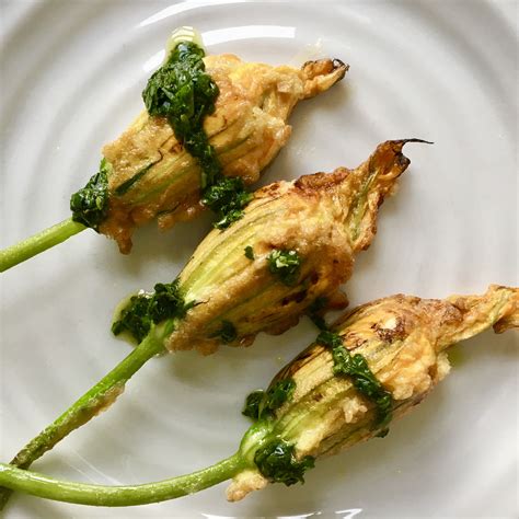 Courgette Flowers Stuffed With Chilli Ricotta Flower Food Food Preparation Farmers Market