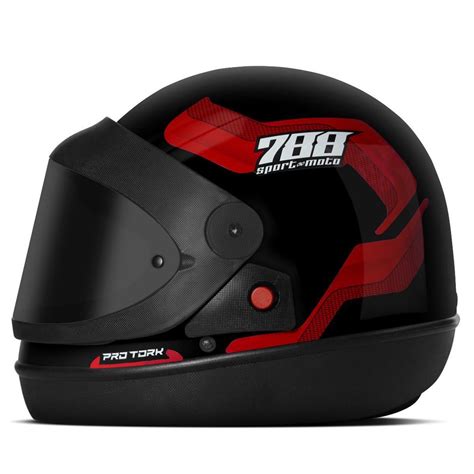 Capacete Pro Tork Sport Moto 788 Viseira Fumê Vermelho 60 em Promoção