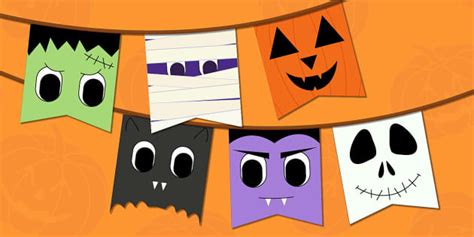 Halloween Characters Bunting Twinkl Party Teacher Made