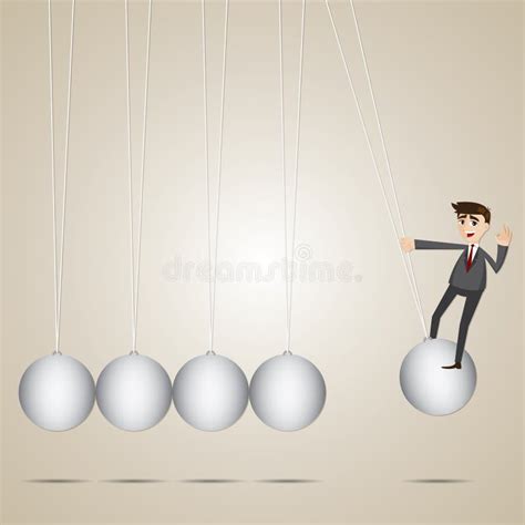 Cartoon Businessman Hanging on Newton S Cradle Stock Vector ...