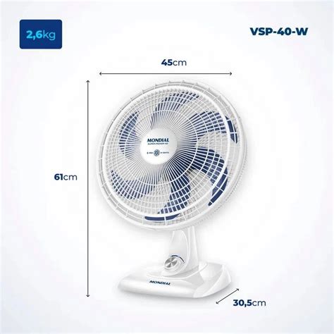 Ventilador de Mesa Mondial 40CM Super Power VSP 40 W 6 Pás Branco Azul 220V