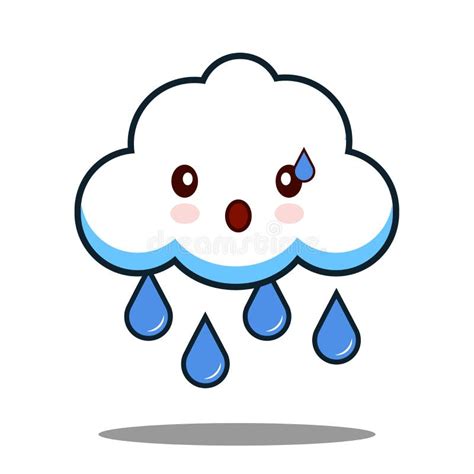 Vector Plano Del Dise O De La Nube De La Lluvia Del Kawaii De La Cara