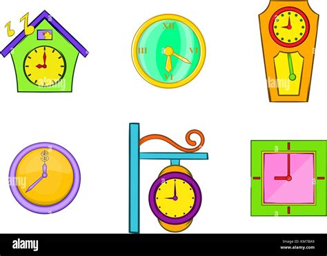 Wallclock icon set, cartoon style Stock Vector Image & Art - Alamy