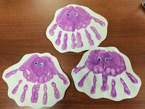 Octopus Hand Print Craft Beach Theme Artwork Preschool Crafts