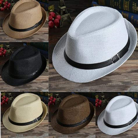 Chapeau De Paille Tiss Pour Hommes Pare Soleil D Contract Plage Blanc