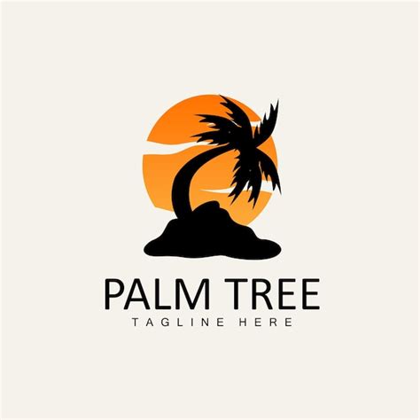 Premium Vector Coconut Tree Logo Palm Tree Sunset Beach Vector