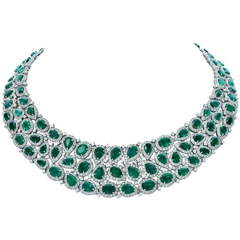 101 Carat Emerald And Diamond Necklace And Earrings Set At 1stdibs 101 Carat Diamond Emerald