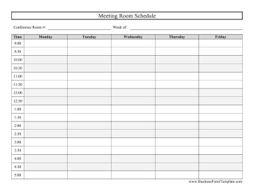 Conference room schedule template