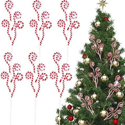 Amazon Pcs Inch Red White Christmas Tree Picks Decoration