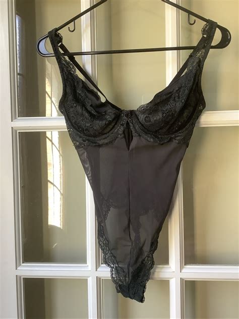 Y2k Victorias Secret Black Lace Sexy Sheer Teddy Bod… Gem