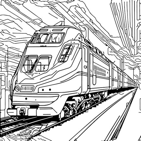 Arte De Linha Vetorial Comboio Em Movimento Desenho De Linha De Trem