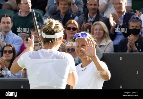 London UK 30th June 2022 Romanian Simona Halep And Belgian Kirsten