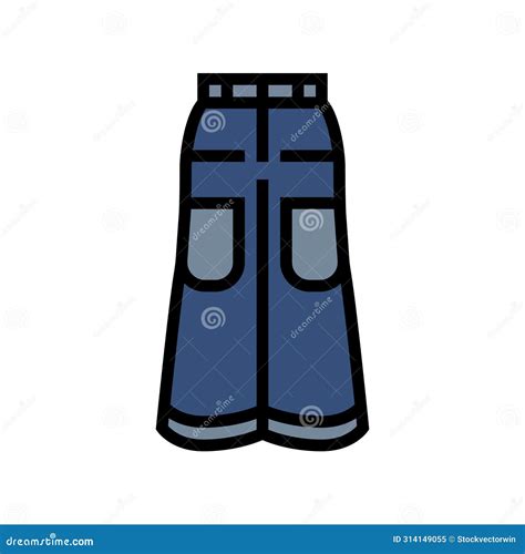 Baggy Jeans Vintage Fashion Color Icon Vector Illustration Stock Vector