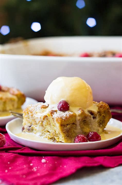 Cranberry Bread Pudding with Whiskey Cream Sauce - Countryside Cravings